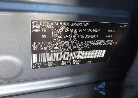 2021 Toyota Venza Xle из США, поврежденный, VIN JTEAAAAH9MJ000411